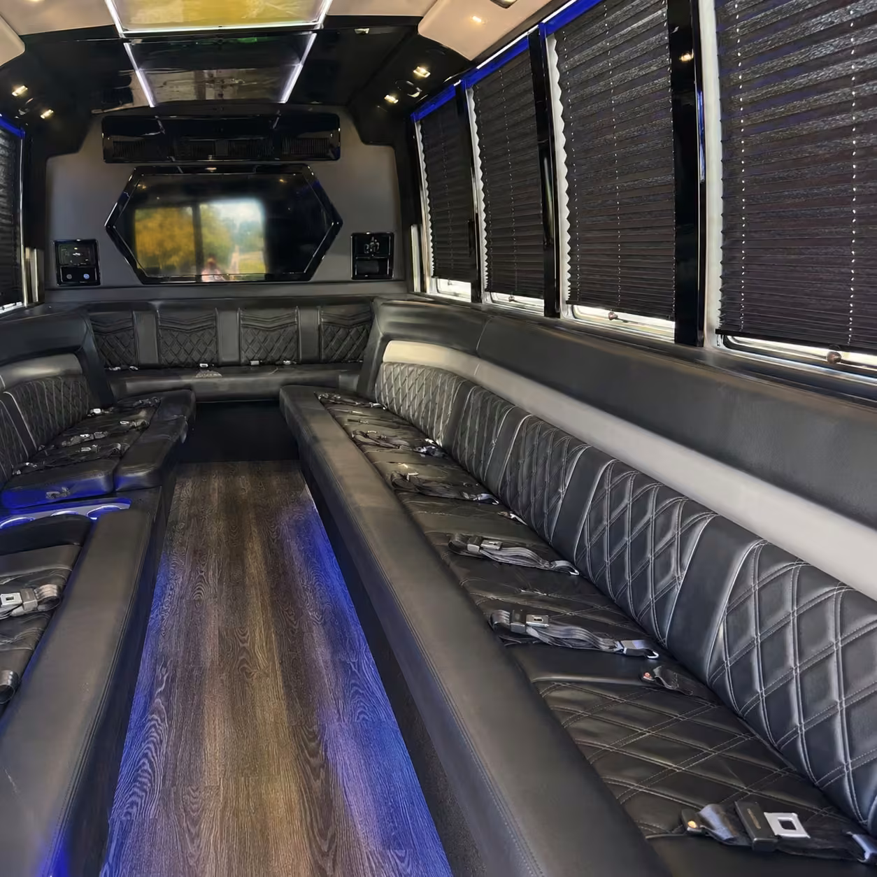 18 passenger party bus inside