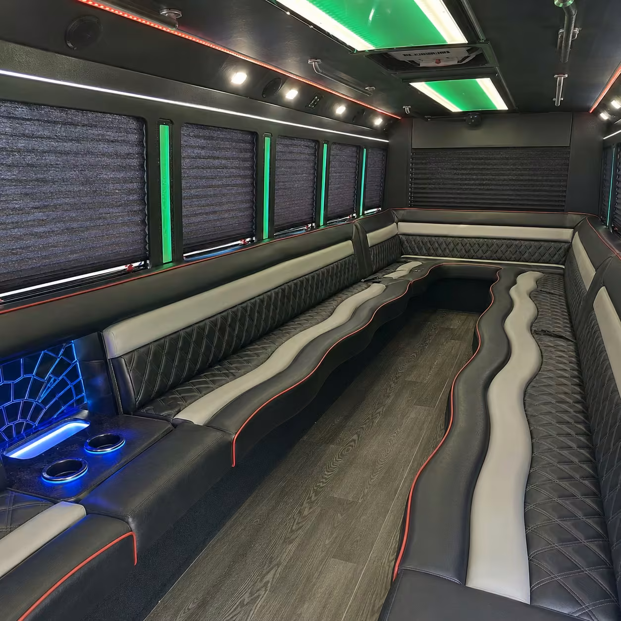20 passenger party bus inside