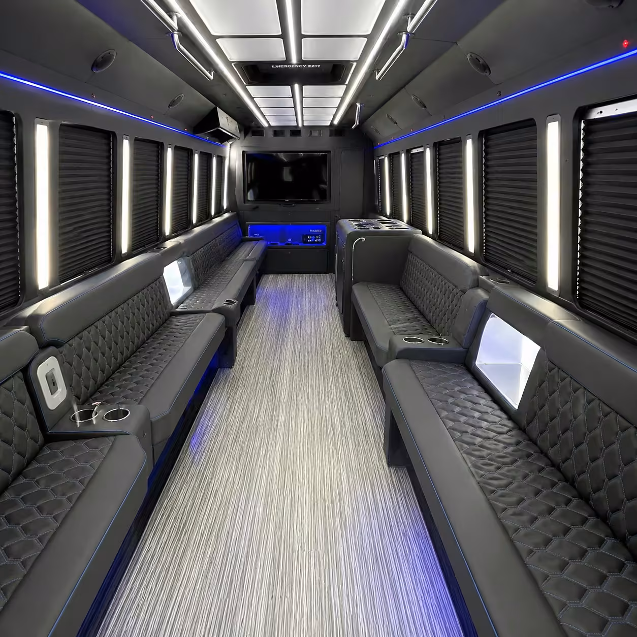 28 passenger party bus inside